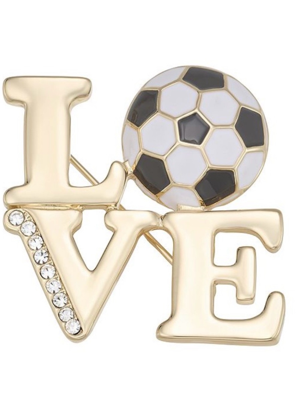 Napier Gold Tone Love Soccer Pin (NWT) (Size: OS)